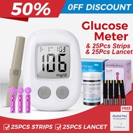 YOUWEMED Blood Glucose Monitor Full Set - Glucometer with 25pcs Test Strips 25pcs Lancets Needles Bl