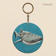 EMJOUR Double-Sided Embroidered Charm-Whale Shark | Marine Life Souvenir Gift Key Ring Bag Accessori