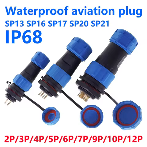 5/10/100 Sets SP13 SP16/SP17 SP20/SP21 Waterproof Connectors IP68 Aviation Plug Male Female 2pin 3pi