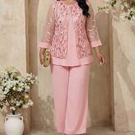 Spring And Summer Elegant Modest Wedding Cocktail Party Pink Woven Scoop Neck Contrast Sequin Button
