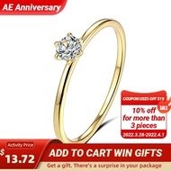 18K Yellow Gold Ring for Women 0.2ct Test Past D Moissanite Diamond Solitaire Ring Wedding Band Engagement Bridal