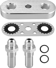 Transmission Cooler Line Adapter Plate with Gasket 6AN Fittings Seal Fit for 6L80E 6L90E 8L90E Repla