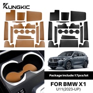 17pcs Car Coasters Cup Holder Mats Leather Protect The Sink for BMW X1 ix1 U11 2023-2025 Waterproof 