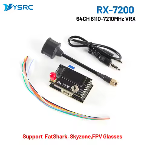 7.2G VRX Long Range 64-Channel Video Receiver 6110-7210MHz RX7200 DC 7-36V PAL/NTSC Support FatShark