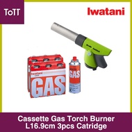 Bundle Set Iwatani Cassette Gas Torch Burner L16.9cm with 3pcs Gas Catridge