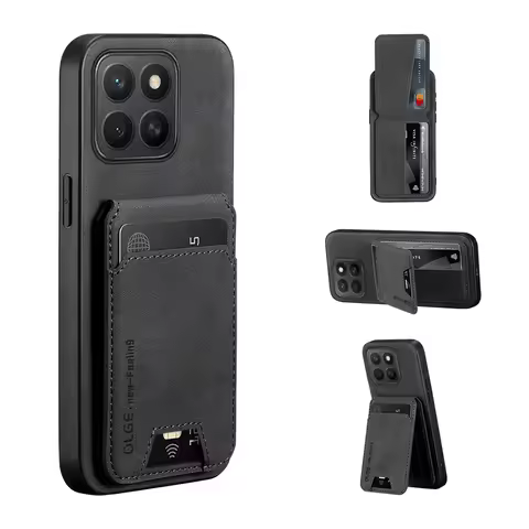 Phone Case For Honor X7B X7C X7D X8C X8B Solid Color Leather Wallet Card Slot Bracket