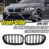 For BMW 5 Series F10 F11 520i 530i 535i 540i 2010-2017 Silver Chrome Double Slat Kidney Grille, Fron