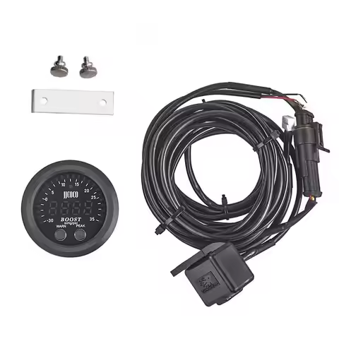 Car Universal 52mm Ultra-Thin Round with Red Light LED Digital Electronic Turbo Boost Gauge Meter -3