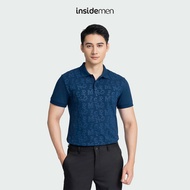 INSIDEMEN men's short-sleeved polo shirt with basic design and unique letter pattern IPS001AZ