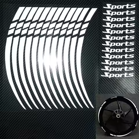 12pcs Motorcycle Hub Stickers Sport Stripe Wheel Rim Waterproof Vinyl Decals 18-21in Wheel Decal Mot