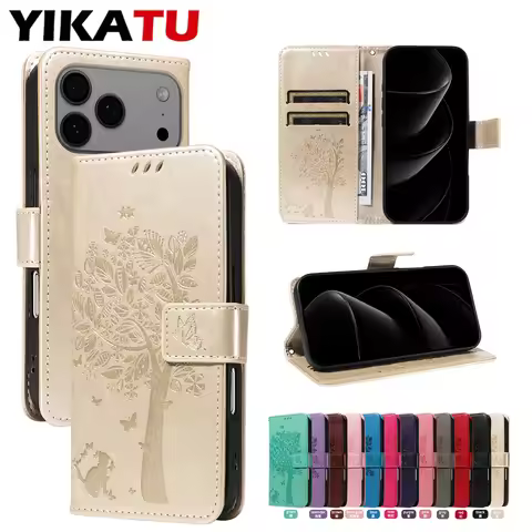 Magnetic Leather Flip Wallet Phone Case For iPhone 13 Mini 14 15 Plus 16 16E 17 Pro Max Multi-Functi