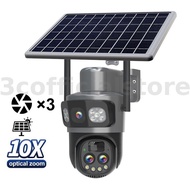 Tri-lens Solar Camera 10X Optical Zoom 4G Wireless PTZ Color Night Vision AI Human Detection Solar P