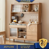 JY SSL Kitchen Cabinet Storage Cabinet Wooden Solid Wood Dining Household Cupboard Ash Simple Tea New Large Capacity JP