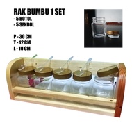 OBRAL RAK DAPUR / Tempat Bumbu 1 Set Toples + Sendok - Rak Bumbu Set Murah