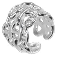 【日本直送】愛馬仕 HERMES Chaine d'Ancre 15號 戒指 Enchainee GM 銀 925 中性【二手】