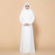 Adelia dress jubah putih muslimah long sleeve nikah dinner preloved