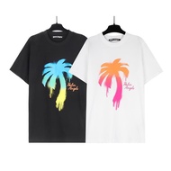 Correct Version palm palm Angels Angels Rainbow Coconut Print Pure Cotton Men Women Casual Short-Sle