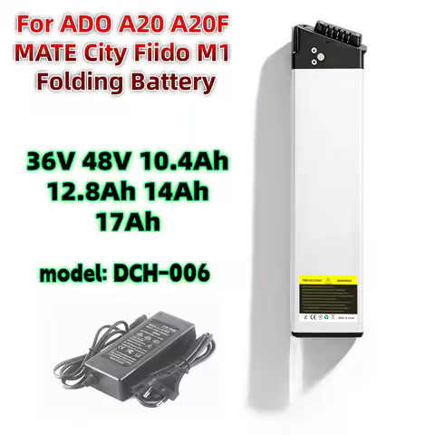 36V 48V 10.4Ah 12.8Ah 14Ah 17Ah Replacement bike Lithium Battery, Compatible with ADO A20 A20F MATE 