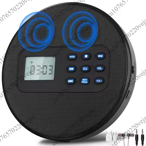 1Set Portable CD Player With Speakers Rechargeable Walkman CD Player With Headphones Discman With US