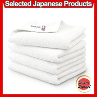 Iris Ohyama Imabari Towel Certified Face Towel White, Set of 4, 100% Cotton, Daily Towel with a Suit