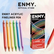 ENMY Rainbow Series Acrylic Retractable Fineliner Pens 6 PCS/SET