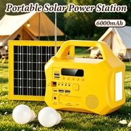 Large Capacity 6000mAh Portable Solar Power Station Multifunctional Power Bank Outdoor Camping Home 