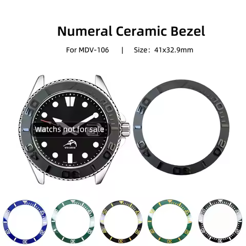 For Casio Mdv-106 Sloped Ceramic Bezel Insert 12h Pearl-marker Mdv106 Duro/marlin Dive Watch 41x32.8