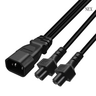 NEX 32cm 1ft IEC320 C14 to IEC320 C5 + C5 Power Cord 1 in 2 Out Y-splitter Adapter Cable Extension L