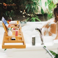 [Gamchiano] Bath Table Tray Bathtub Rack Extendable Holder Adjustable Telescopic Tub Organizer Bath 