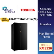 [FREE SHIPPING] Toshiba 623L Side By Side Refrigerator GR-RS780WE-PGY(22)