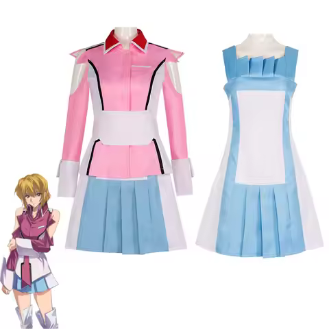 Anime Gundam Cosplay Stellar Loussier Uniform Costume SEED FREEDOM Loussier Pink Coat Dress Combat C