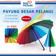 16 Ribs Payung Besar Outdoor Payung Rainbow Umbrella Automatic Payung Hujan Golf Umbrella Big Size U