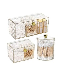 棉花棒盒用於球形、塞子、圓形墊，透明塑料藥櫃瓶，用於浴室坐便器儲物組織，梳妝台化妝品組織桌面收納盒