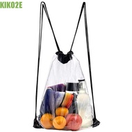 KIKO2E Drawstring Backpack, Large Capacity Foldable PVC Transparent Bag, Simple Beach Bag Waterproof