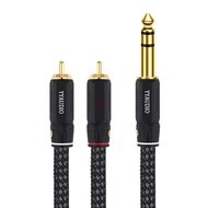 RCA Cable HiFi 6.5mm to 2RCA Audio Cable OCC Silver Plating 6.5 Jack to 2RCA Male Cable Gold Plated Plug for Audio Amplifier