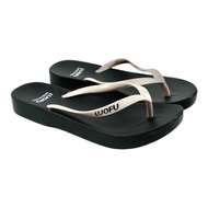 LUOFU Sendal Jepit Jelly Karet Eva Tatak Hitam Wanita E7140-SH4W (M&K04)