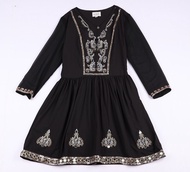 Váy Midi Cổ Tròn Thêu Bohemian Đính Sequin Váy Midi Chữ a Váy Mùa Hè Váy Đi Biển Váy Công Chúa Thanh