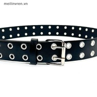 MEILINVREN Hot Eye Rivet Belt Goth Style Double Pin Buckle Man/woman Fashion Casual Punk Style Leath