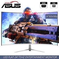 ASUSHOM 24 Inch Monitor LCD 75HZ Display Curved Screen Computer Monitor PC 1K HD Gaming Display VGA