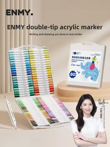 ENMY 12/80 Colors Dual Tip Acrylic Markers NCS Certified Soft Tip Washable Water-Based Art Markers f