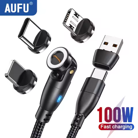 AUFU 100W USB C Magnetic Cable 5A Fast Charging Micro Type C Cable for IPhone Samsung Xiaomi Magnet 