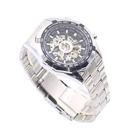 Mens Hollow Skeleton Dial Automatic Mechanical Stainless Steel Band Wrist Watch