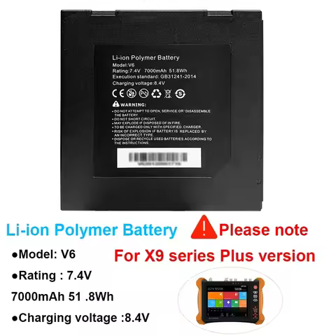 7.4V 51.8Wh Rechargeable Lithium-ion Polymer Battery V6 7000mAh Compatible with X9 plus serise Batte