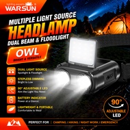 WARSUN OWL USB-C  5    Lampu Kepala WARSUN OWL Cas USB-C Super Terang 5 Mod Mod Klip untuk Memancing