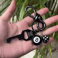 3D Black No 8 Billiard Keychain Lucky Dice Beer bottle opener Fashion Creative Women Men Solid Metal