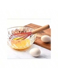 木質手柄蛋拂子,家用手動硅膠蛋拂子,麵團攪拌器,麵粉攪拌器,蛋糕烘焙用具