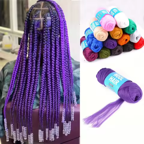 3 Pcs Brazilian Wool Acrylic Yarn for Braiding Synthetic Hair Extensions Crochet Box Senegalese Twis