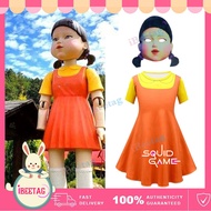 Squid Game Robot Doll Cosplay Costume Yellow Girl Dress Scary Halloween Costume for Kids Netflix Rol