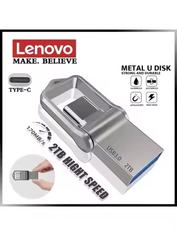 Lenovo 2TB 2 in 1 OTG USB-C Flash Pen Drive Metal Memory Stick Usb 3.0 flash Disk 1TB 512GB USB3.0 D