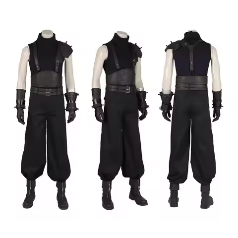 Remake FF7 Cosplay Costume Cloud Vest Pants Wig Accessories Outfit Full Set and Individual Items Are